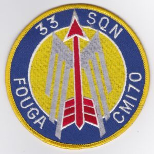 A patch with the words 35 son fouga cmmo.