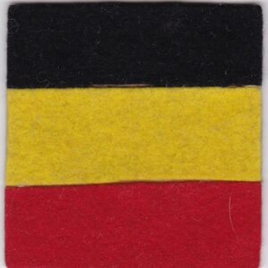 A felt square with the flag of belgium.