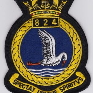 A navy patch with a bird on it.