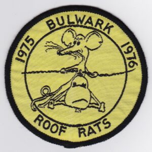 A yellow patch with the words bullwark roof rats.