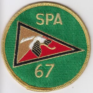 A green patch with the words spa 67 on it.