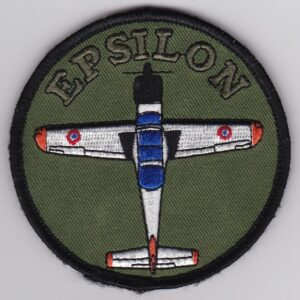 A patch with the word epsilon on it.