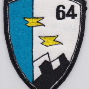 A patch with the number 64 on it.