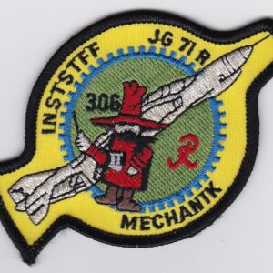 A patch with a picture of a rocket.