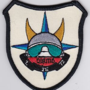 A patch with a helmet and a star on it.