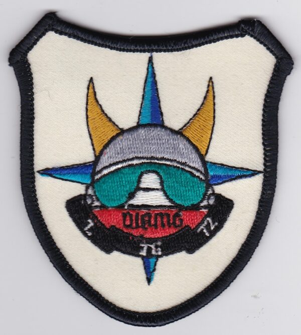 A patch with a helmet and a star on it.