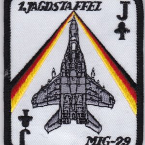 A patch with an image of a fighter jet.