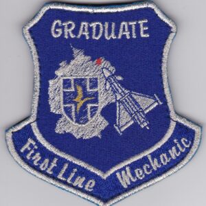 A patch with the words graduate first line mechanic.