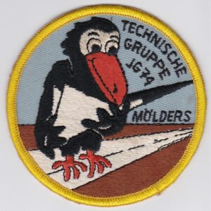 A patch with a bird on it.