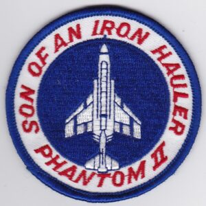 A patch that says son of an iron hauler phantom.