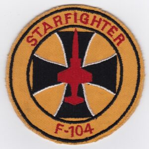 A starfighter f104 patch on a white background.