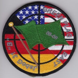 A green flag patch with an american flag and an american flag.