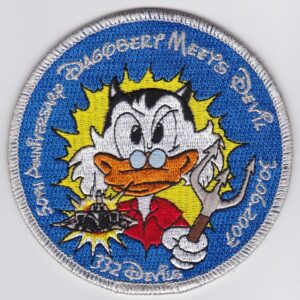 A patch with an image of donald duck.