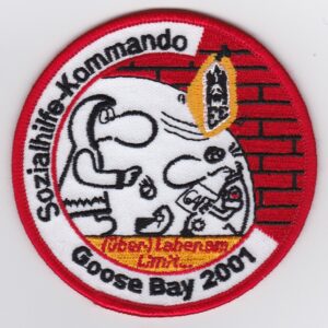 A patch that says social kommando goose bay 2001.