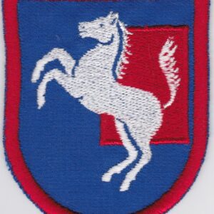 A patch with a horse on it.