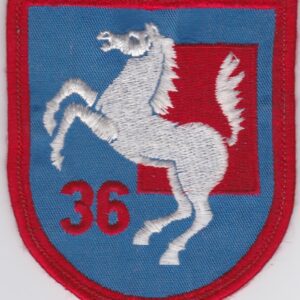 A patch with the number 36 on it.