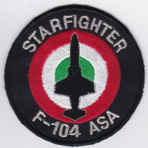 A starfighter f - 104 asaa patch on a white background.