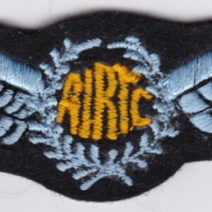 A blue and yellow wing embroidered patch.