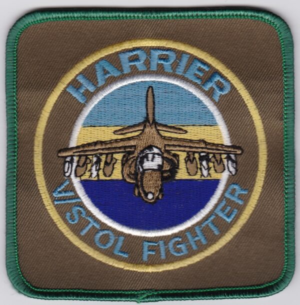 Harrier vstol fighter patch with an airplane on it.