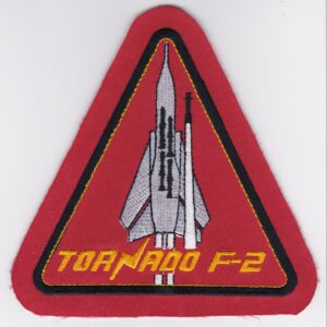 A red triangle with the words tornado f2 on it.