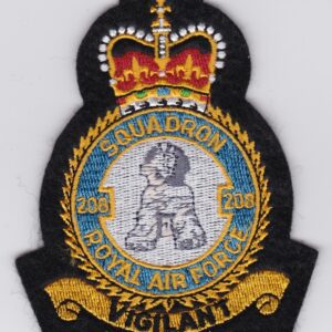 RAF 208 Squadron Crest Patch Royal Air Force 1995 Hawk T1 4 FTS Fast Jet Training RAF Valley