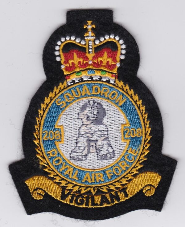 RAF 208 Squadron Crest Patch Royal Air Force 1995 Hawk T1 4 FTS Fast Jet Training RAF Valley