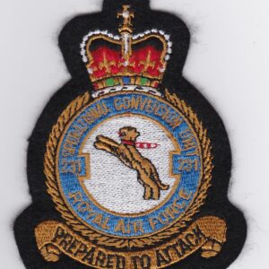 A RAF 231 badge with a crest on it.