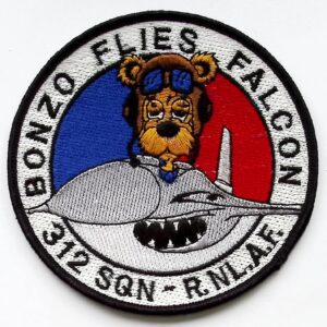 RNLAF Patch 312 Squadron Royal Netherlands Air Force Bonzo Flies Falcon Flying Suit Patch