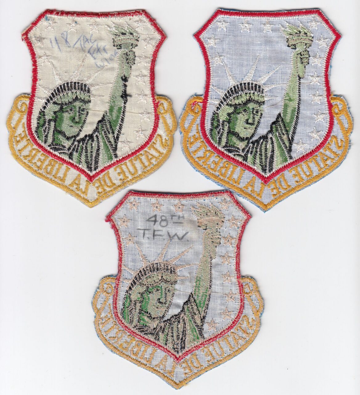 Collection of French made 48th TFW Crest Patches Tactical Fighter Wing b rear