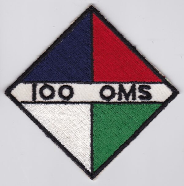 The 100 oms patch on a white surface.