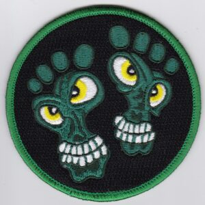 Zombie feet embroidered patch.