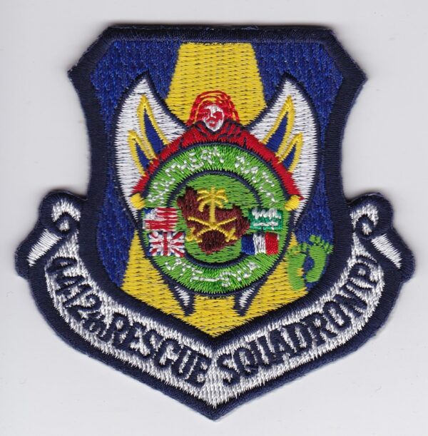 A patch with the emblem of a rescue squadron.