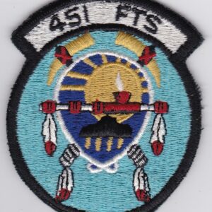 451st Fighter Squadron patch with shield and feathers.