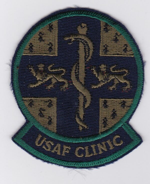 A patch with the words usaf clinic on it.