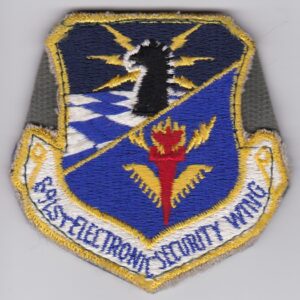 A patch with the emblem of the air force's electronic warfare squadron.