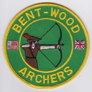 Bent wood archers embroidered patch.