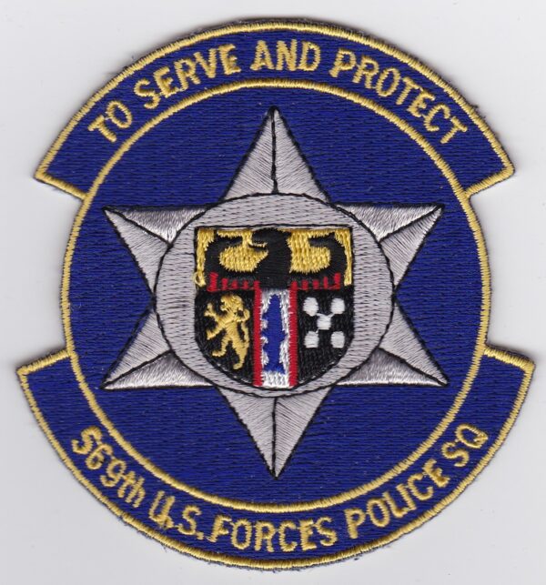 A patch with the words to serve and protect u s forces police.