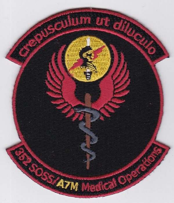 A patch with the logo of the medical wing of the united states air force.