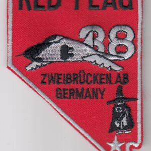 USAF 38 TRS Red Flag Patch USAFE Tac Recon Squadron RF 4C A red flag patch with the word red flag on it.