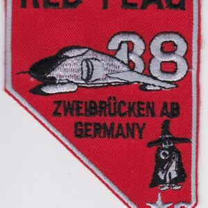 USAFE 38 TRS Red Flag Patch USAF Tac Recon Squadron RF 4C A red flag patch with a plane on it.