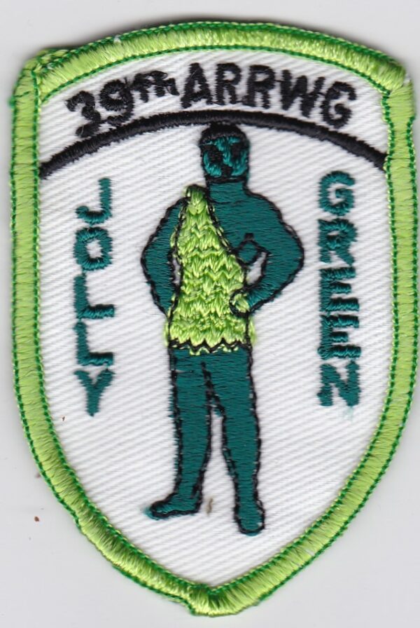 A patch with the word jolly green on it.