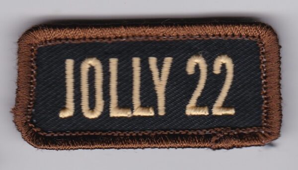 A patch with the word jolly 22 on it.