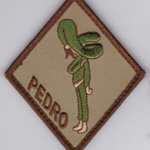 A green patch with the word pedro on it.