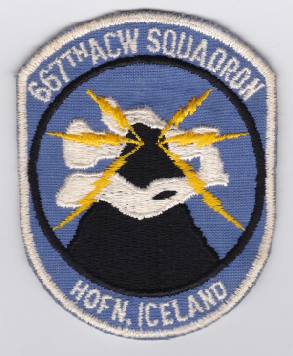 A patch with the words btac squadron hf iceland.