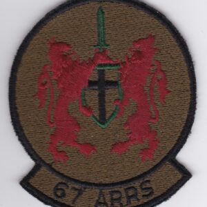 A patch with the words 67 arrs on it.