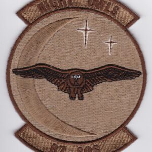 A night owl patch with an eagle on it.