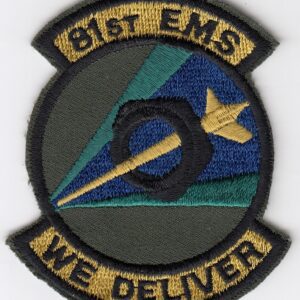 A patch with the words bt ems we deliver.