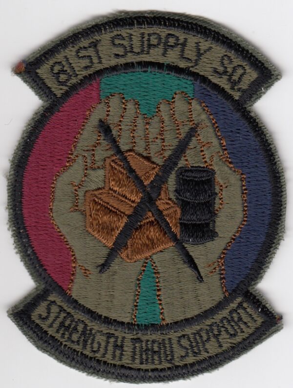 A patch with the words strength three support on it.