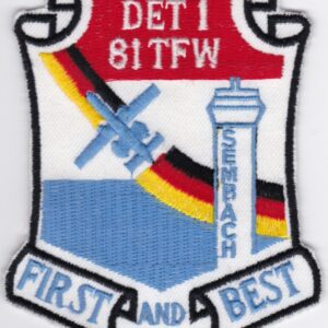 A patch with the words first and best on it.