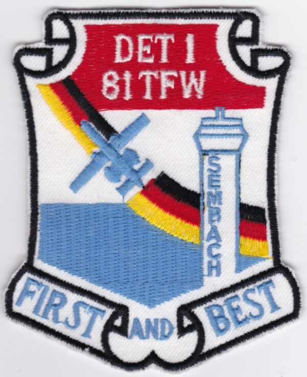 A patch with the words first and best on it.